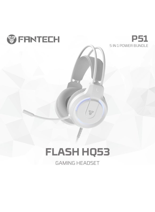 FANTECH P51 5-IN-1 WHITE COMBO Keyboard + Mouse Pad + Mouse + Headphones + Headphone Stand - Image 4