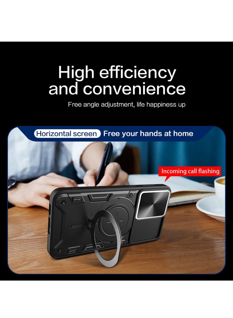 for OnePlus Nord CE4 Lite 5G Case, Slide Camera Lens Cover, Magnetic Ring Holder Kickstand Protective Phone Case for OnePlus Nord CE4 Lite 5G, Blue - Image 3
