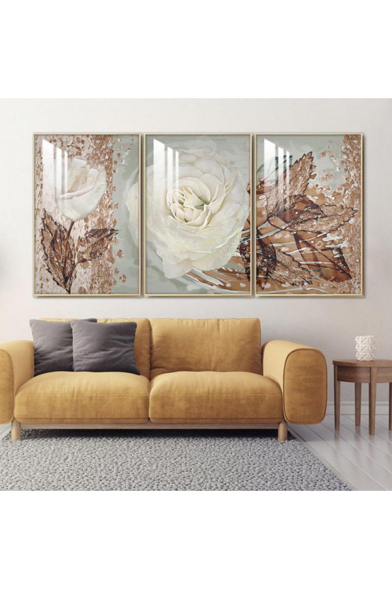 ماركتنا ثلاث لوحات جدارية خشبية بإطار وطبقة أكريليك شفافة - Image 1