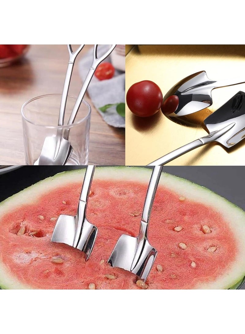 تشو داي مجموعة ملاعق الحلوى، 4 قطع ملاعق من الفولاذ المقاوم للصدأ على شكل مجرفة، ملعقة آيس كريم فاكهة للمنزل أو المطبخ أو المطعم  - Image 4