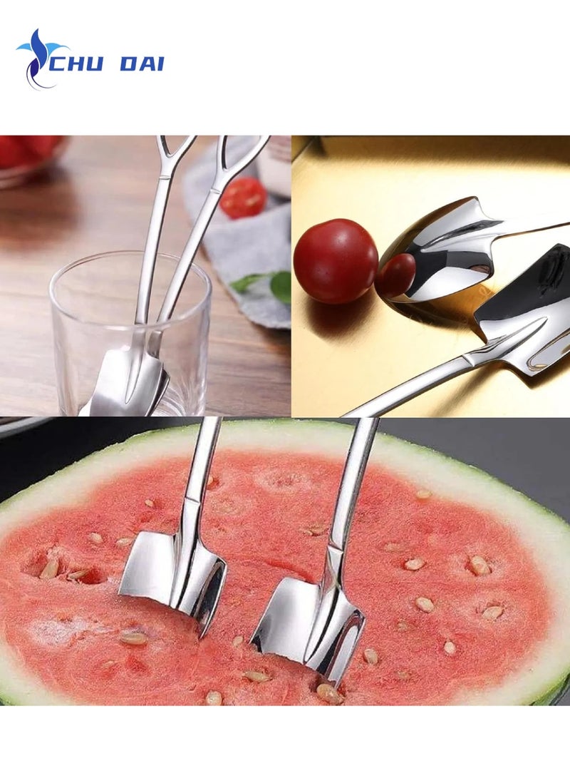 CHU DAI Dessert Spoon Set, 4 Pcs Shovel Shape Stainless Steel Spoons, Ice Cream Fruit Spoon for Home, Kitchen or Restaurant - Image 4