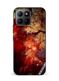 Protective Case Cover For Honor 70 Lite Abstract, Fractal, Shine, Bright Red Design Multicolour