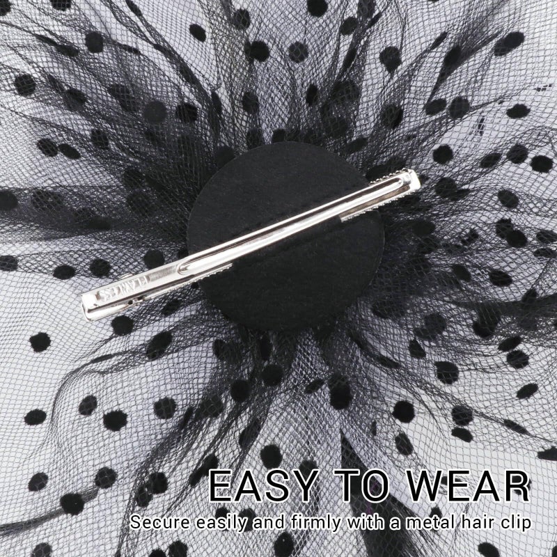 DRESHOW Fascinators Hat Flower Mesh Ribbons Feathers on a Headband and a Clip Tea Party Headwear for Girls and Women - Image 5