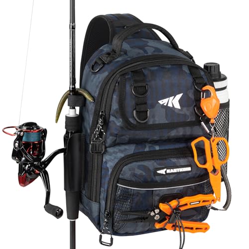 KastKing BaitSpace Standard Fishing Tackle Sling Bag Waterresistant Sling Pack for Bank Wader Boat Fishing Rod Beverage Holder Adjustable Straps Durable 420D Nylon Fabric - Image 1