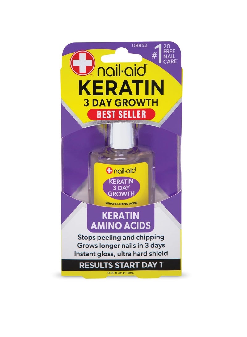 Nail-aid Keratin 3 Day Growth Nail Treatment & Strengthener, Clear, 0.55 Fl Oz - Image 1