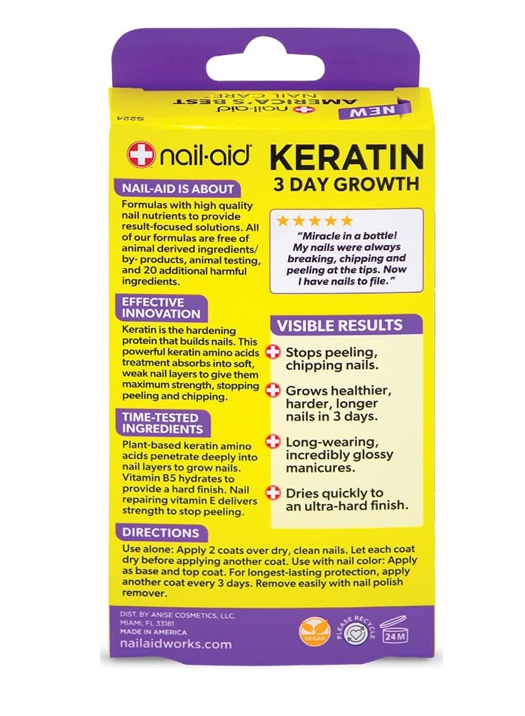 Nail-aid Keratin 3 Day Growth Nail Treatment & Strengthener, Clear, 0.55 Fl Oz - Image 2