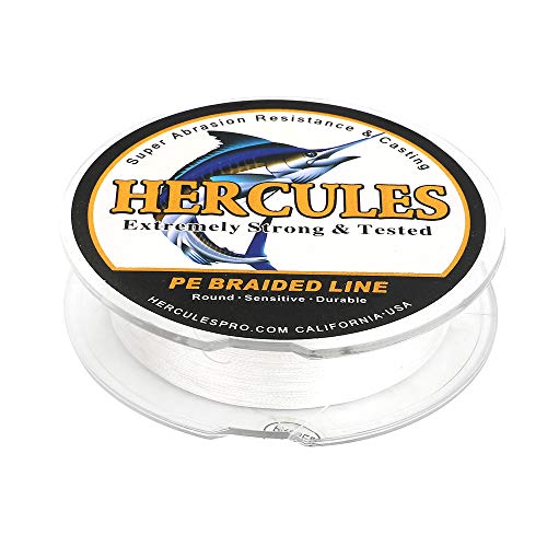 HERCULES Super Strong 100M 109 Yards Braided Fishing Line 6 LB Test for Saltwater Freshwater PE Braid Fish Lines 4 Strands - White, 6LB (2.7KG), 0.08MM - Image 4