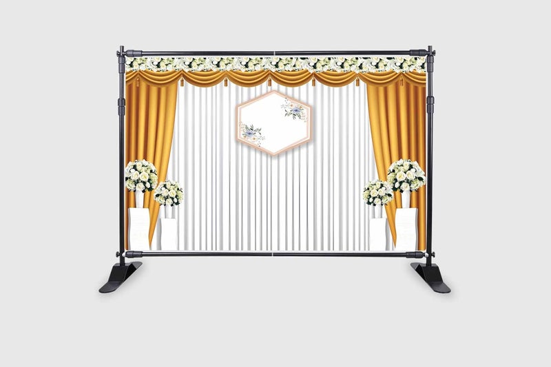 Backdropon Modern Beautiful Wedding Scene Design Backdrop Cloth for Pooja Decoration Traditional Background Curtain Cloth for Festival Size 5 Feet Height and 8 Feet Width(5 * 8) - Image 2