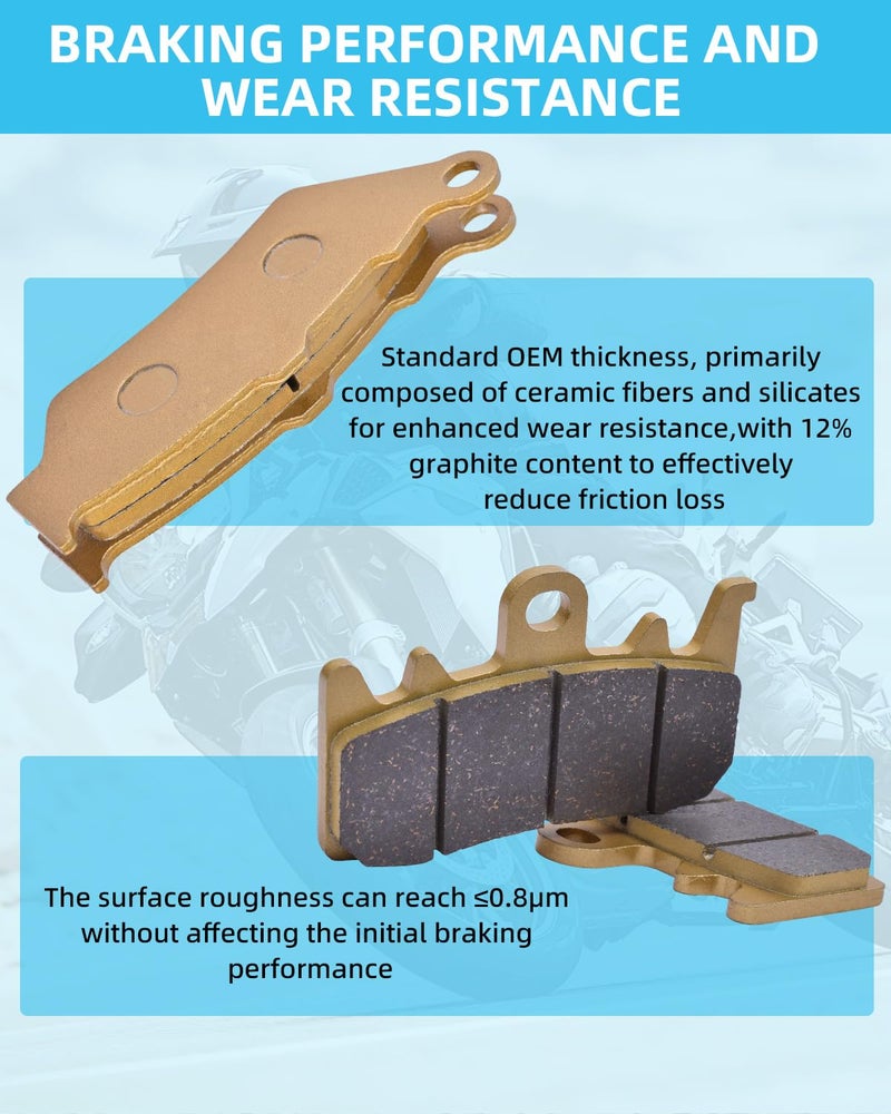 XYRVICT Brake Pads for BMW R1200GS R1200 R 1200 GS 1200 2014 2015 2016 2017 2018, OEM # 34117671780 34217660281, Ceramic Front and Rear Brake Pad Set - Image 3