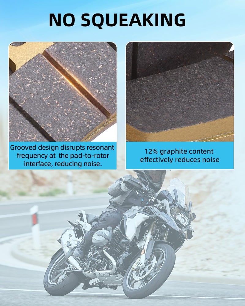 XYRVICT Brake Pads for BMW R1200GS R1200 R 1200 GS 1200 2014 2015 2016 2017 2018, OEM # 34117671780 34217660281, Ceramic Front and Rear Brake Pad Set - Image 4
