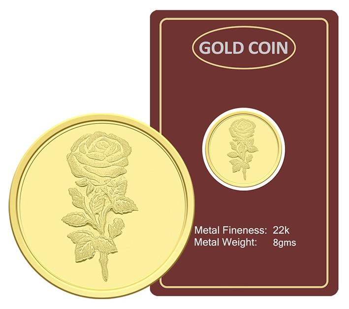 FK Jewellers Gold 22KT Flower Design 8 Grams Coin (With Invoice) - Image 1