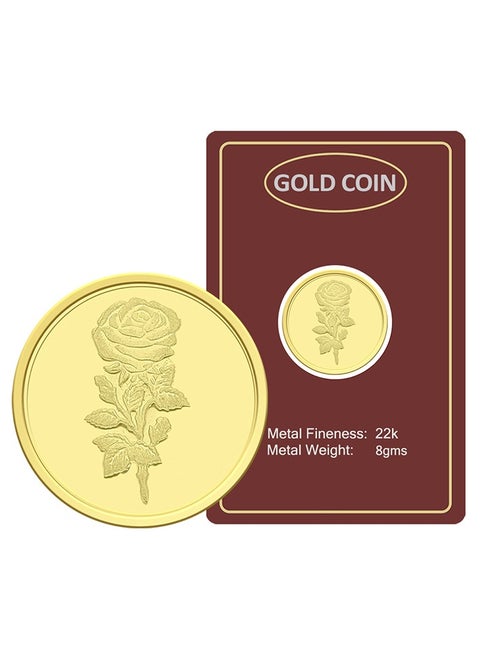 Gold 22KT Flower Design 8 Grams Coin