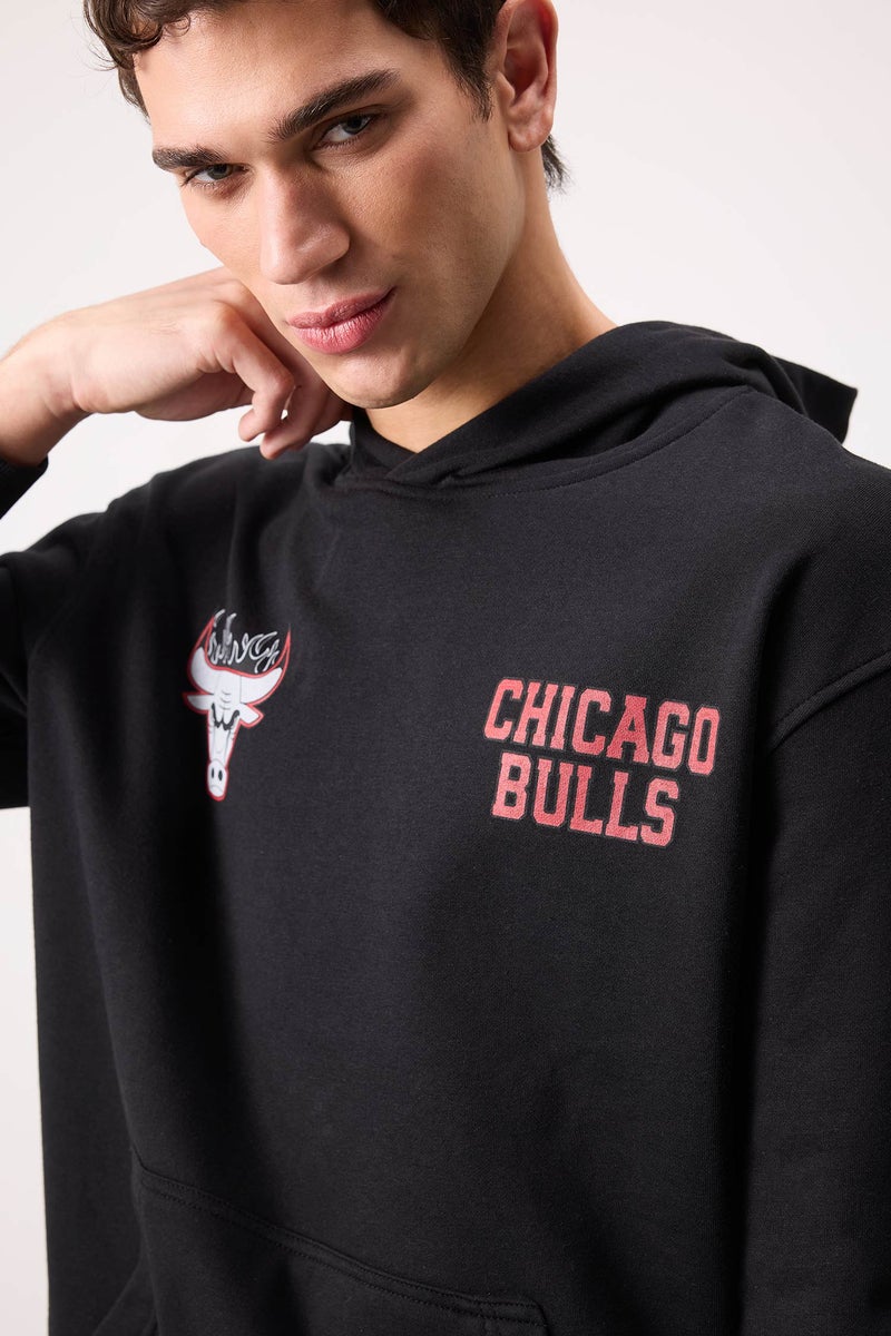 DeFacto Man DeFactoFit NBA Chicago Bulls Boxy Fit Thick Sweatshirt  - Image 5