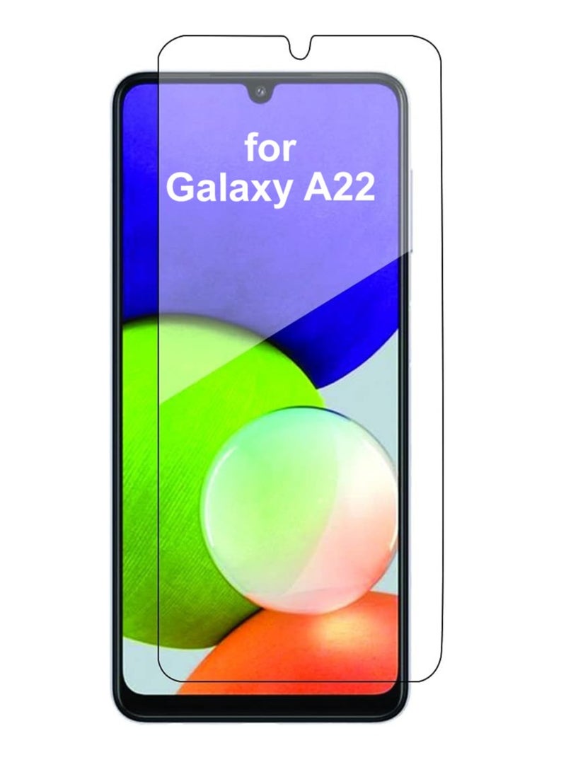 بورتوني واقي شاشة من الزجاج المقسى لهاتف Samsung Galaxy A22، حافظة فيلم صديقة للبيئة 9H صلابة مضادة للخدش خالية من الفقاعات، حافظة زجاجية شفافة لهاتف Galaxy A22 - Image 1
