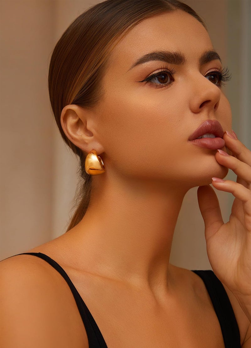 IFKM 9 Pairs Gold Hoop Earrings Set For Women Plastic Hypoallergenic Chunky Chain Twisted Open Hoops Dangle Earring Packs For Birthday Party Christmas Fashion Jewelry Gift - Image 3