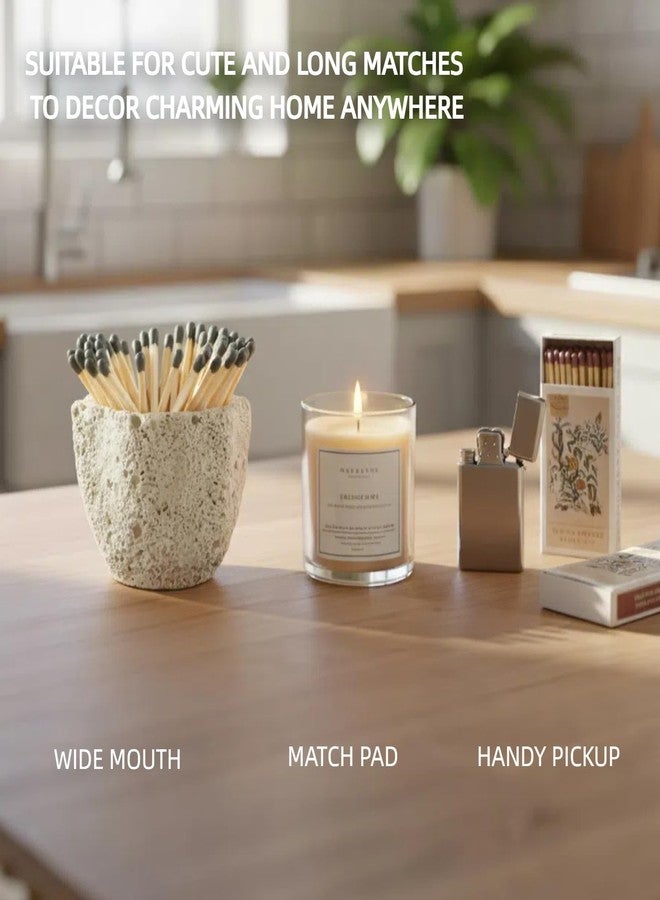 Augonla 3.34” x 2.95” x 2.36” Concrete Match Holder with Striker, Box of Matches for Decorative Matches, Match Box for Fireplace Candles, Home Bathroom Decor, Oatmeal - Image 3