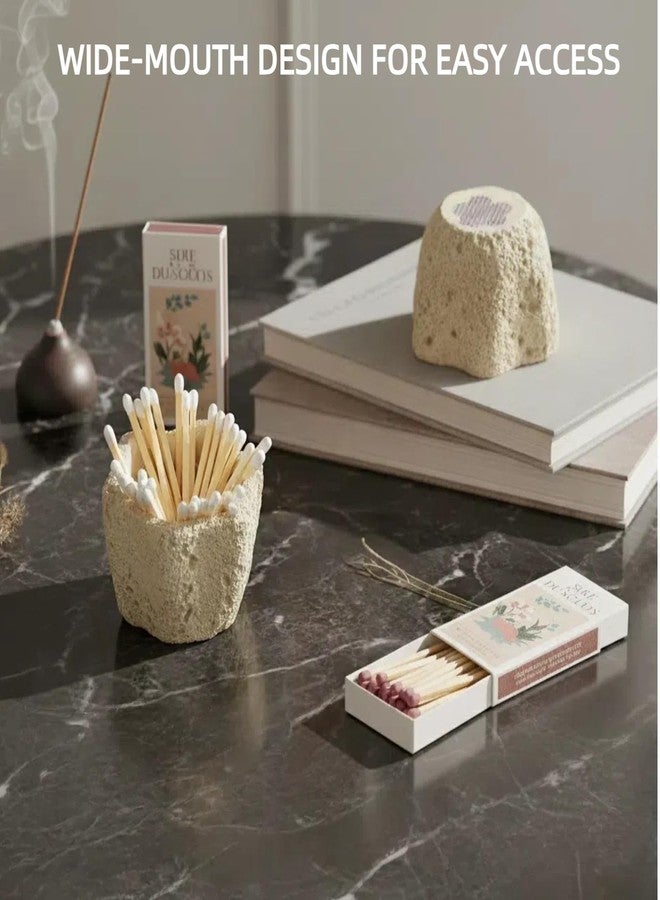 Augonla 3.34” x 2.95” x 2.36” Concrete Match Holder with Striker, Box of Matches for Decorative Matches, Match Box for Fireplace Candles, Home Bathroom Decor, Oatmeal - Image 4