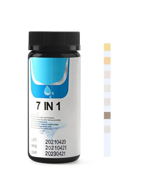 PH Test Strip 7 in 1 Total Alkali Nitrite Free Chlorine Total Chlorine Total Hardness Bromine Content Water Acid Alkaline Test Paper for Testing Water