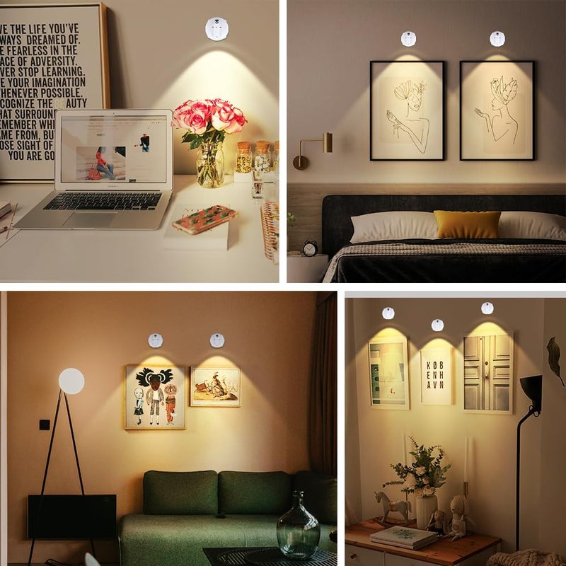 LEASTYLE Battery Operated Spotlight,LED Cordless Spot Lights Indoor with Remote, Wireless Uplighting for Wall Display Artwork Accent - Image 3