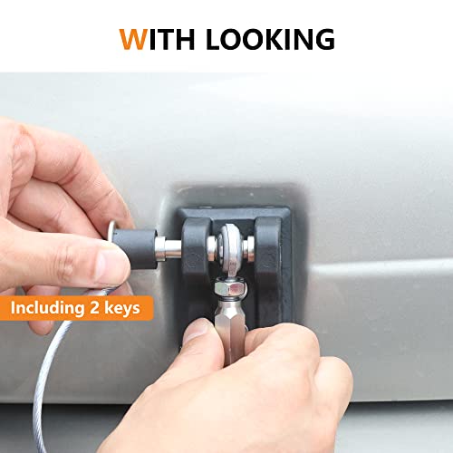 RERPRO TJ Hood Latches Lock for 1997-2006 Jeep Wrangler TJ Aluminum Locking Hood Latch Safety Catch Kit Replacement, Eliminate Hoods Flutter, 1 Pair Black with 2 Keys - Image 3