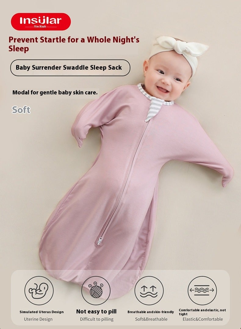 انسولار قماط مودال عالي المرونة للأطفال الرضع، مضاد للارتجاف، قماط حديثي الولادة، قماط أطفال مضاد للركل، كيس نوم، بنفسجي فاتح - Image 2