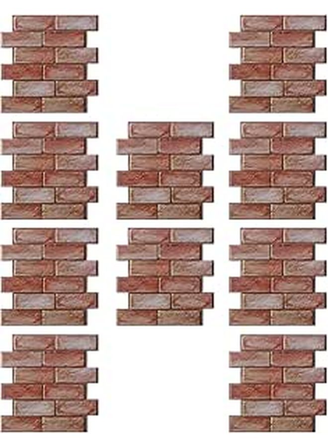 10 Pcs Red Faux Brick Wall Panels 3D Peel and Stick Waterproof Self Adhesive Wallpaper - Image 1