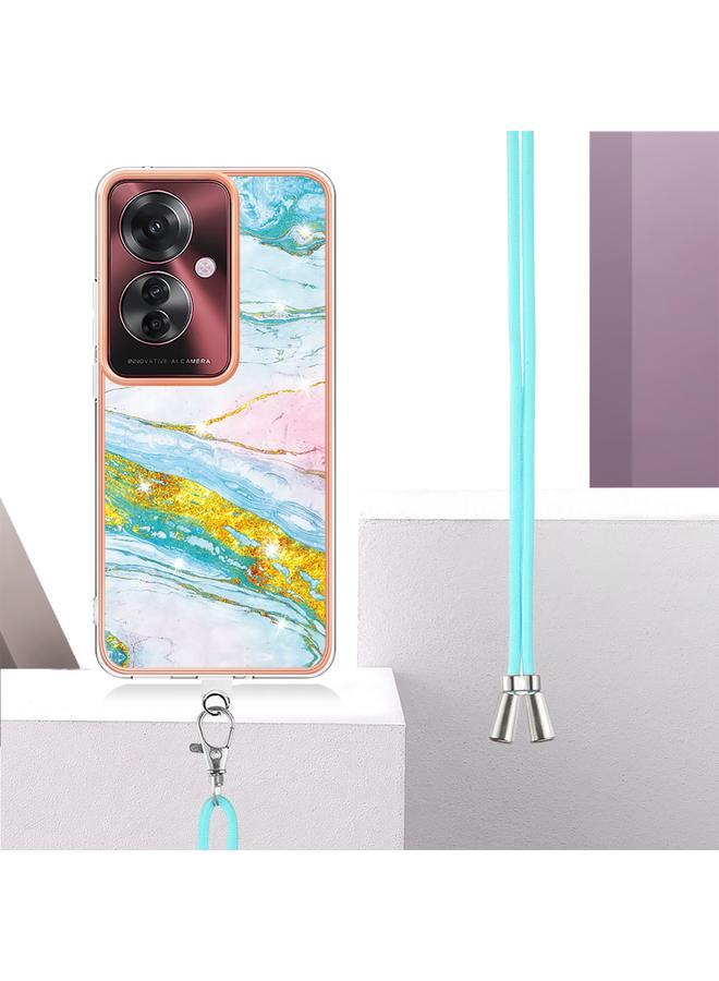 S-TOP Case For OPPO Reno11 F 5G Global Electroplating Marble Dual-side IMD Phone Case with Lanyard - Image 3