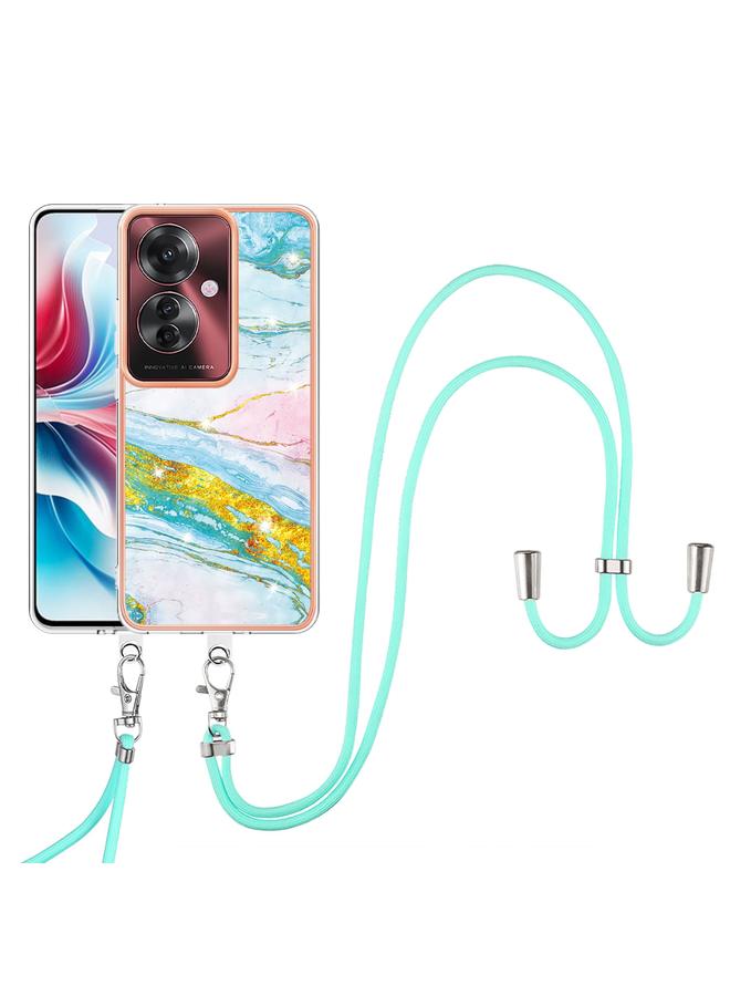 S-TOP Case For OPPO Reno11 F 5G Global Electroplating Marble Dual-side IMD Phone Case with Lanyard - Image 2