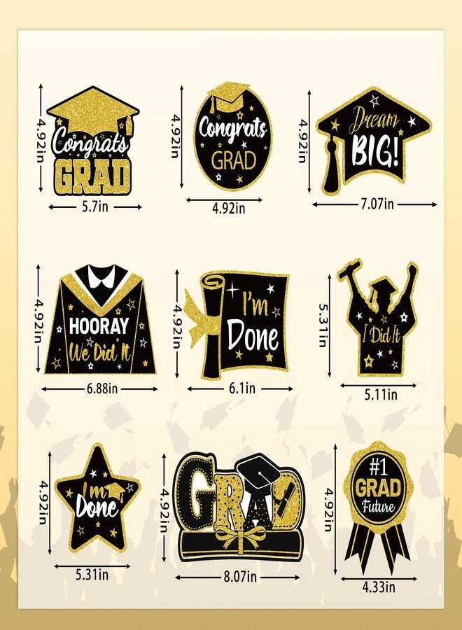Pirekul Graduation Decorations 2026 - Class of 2026 Party Supplies Kit with Pre-Strung Black and Gold Glitter "We Are So Proud of You" Banner & Congrats Grad Cutouts Signs for High School, College, Home & Car - Image 3