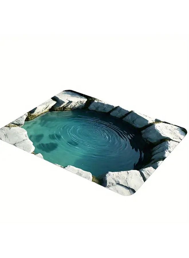 سجادة حمام كبيرة جدًا مقاومة للانزلاق مقاس 15.75 × 23.62 بوصة بتصميم مائي ثلاثي الأبعاد وسهلة التنظيف - Image 2