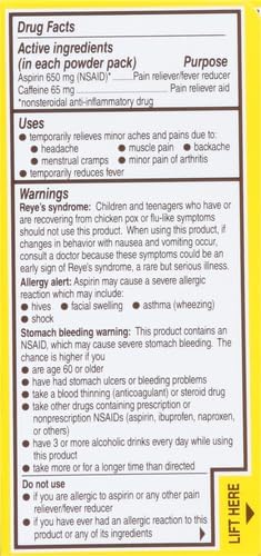 Bayer New Rapid Relief Powder Packs with Aspirin  Caffeine Dissolvable Fast Acting Pain Relief Works at Site of Pain to Relieve Headache Muscle and Body Pain Raspberry Flavor 10 Count - Image 3