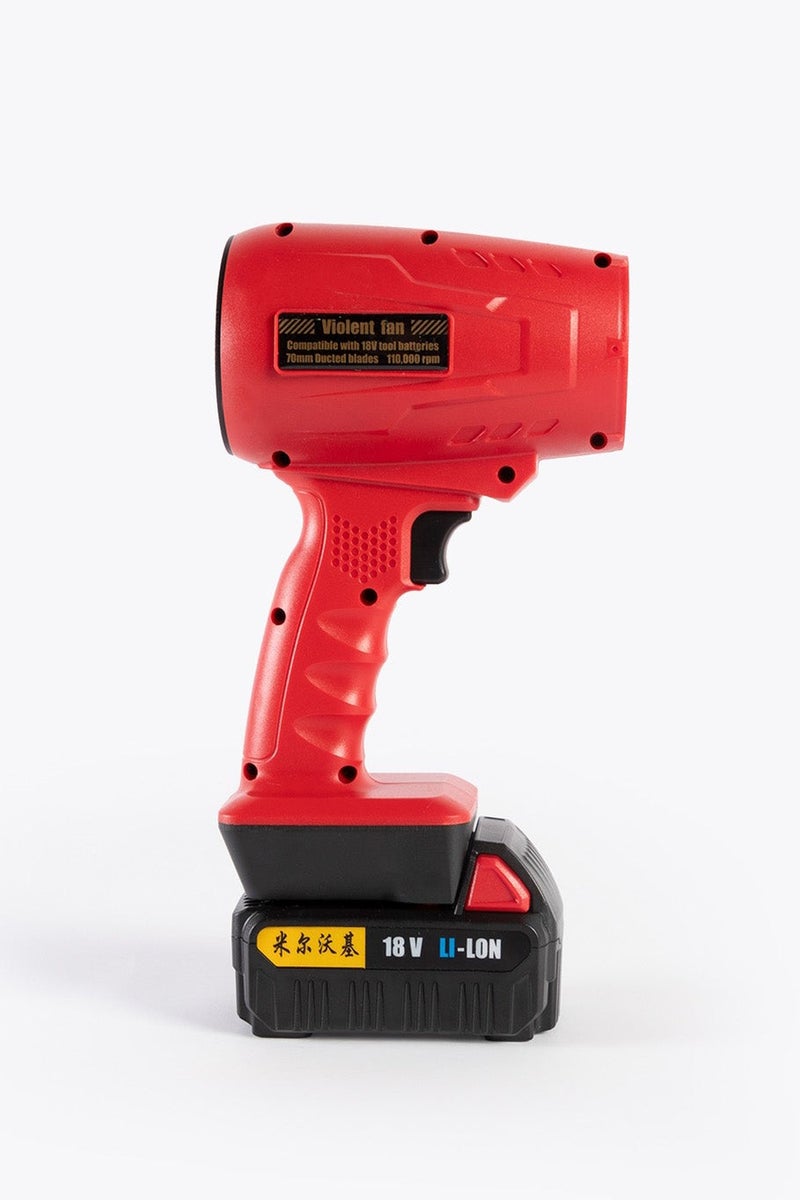 DIGI CORE Compressed Air Duster Dust Blower Jet Dry Blower 110,000 RPM Air Blower Portable Turbo Fan Vacuum Cleaner Portable Blower Violent Fan F017 Compatible With 18V Tool Battery 70MM Ducted Blades Type-C Fast Charging Red - Image 2