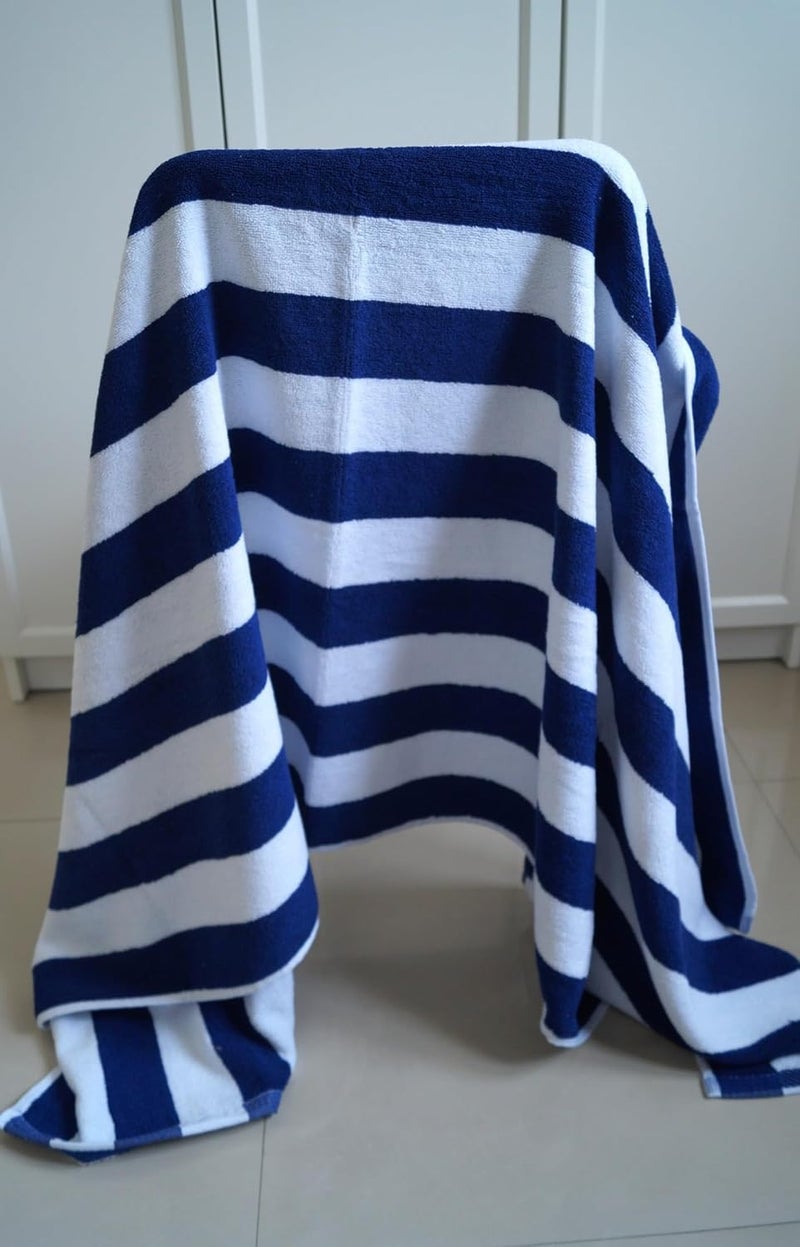 Vissage Blue White Cabana Plush Pool Towel 900gms 90CM180CM - Image 2