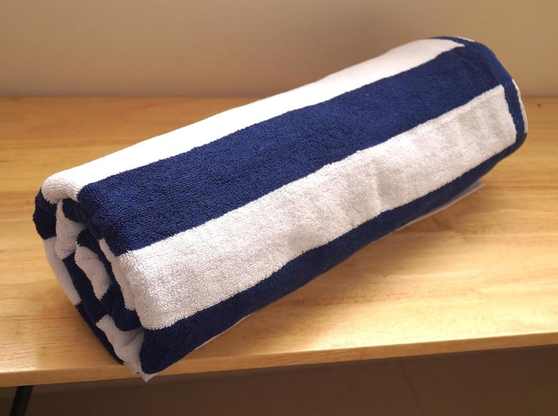 Vissage Blue White Cabana Plush Pool Towel 900gms 90CM180CM - Image 1