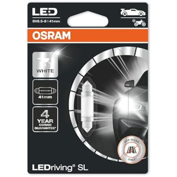 OSRAM Ledriving Sl  C5W 41 Mm Signal Lights White 6000K Led Retrofit  Single Pack 1 Lamp - Image 1