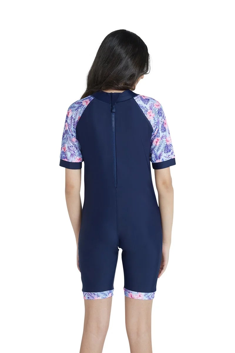 COEGA SUNWEAR COEGA Girls Youth One-piece Swimsuit - Navy Pink Tropical