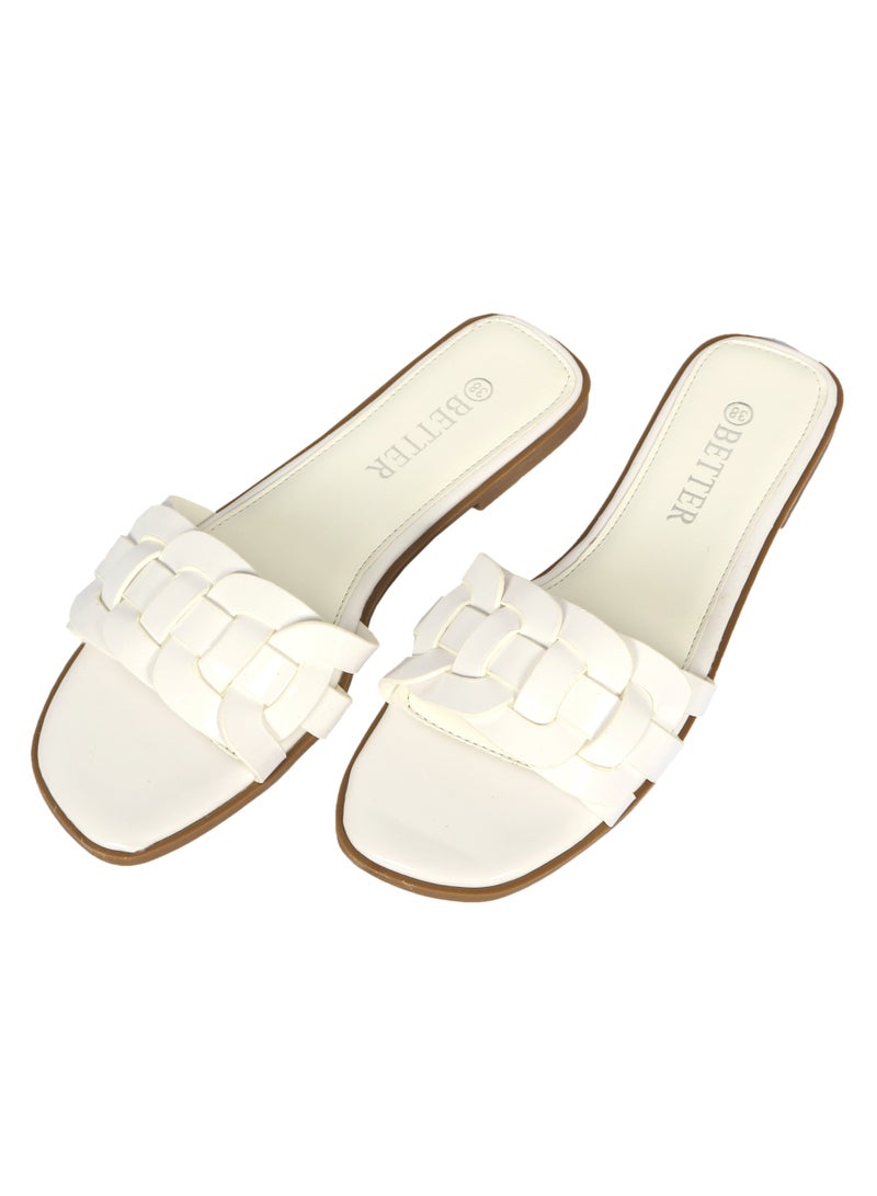 Better Ladies Flat Sandal White  - Image 1