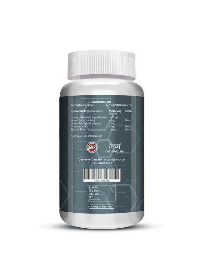 ANC Marine Collagen 3000Mg Peptides For Men & Women Supports Healthy Skin, Hair, Nails, Bone & Joint (180 Tablets)  - Image 3