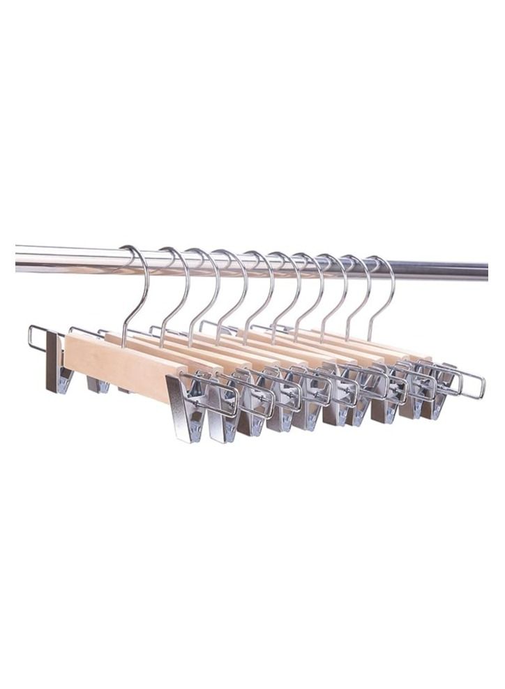 Nature Smile 20 Pack Clip Hanger Unfinished/Natural for Babies, Toddlers and Toddlers Solid Wood Pants Skirts Bottoms Pants Hangers with 2 Adjustable Clips 360W - Stronger Swivel Hook  - Image 2