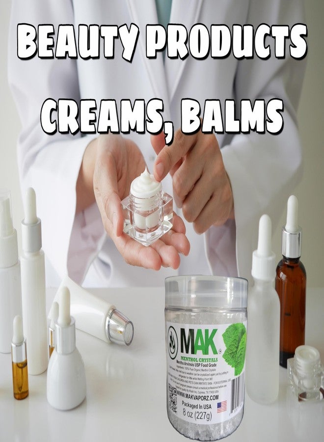 Mak Menthol Crystals 8 oz - Pure Organic 100% Natural - Menthol Crystals from Mint Crystal Mints Mentha Arvensis - Comes in a Jar for Long-Lasting Freshness - Image 2