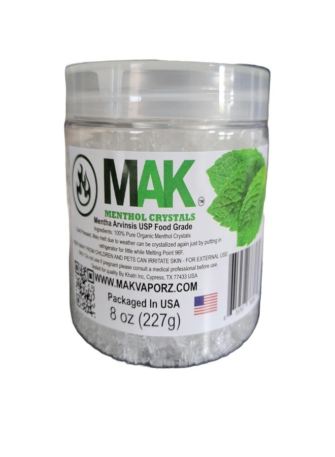 Mak Menthol Crystals 8 oz - Pure Organic 100% Natural - Menthol Crystals from Mint Crystal Mints Mentha Arvensis - Comes in a Jar for Long-Lasting Freshness - Image 1
