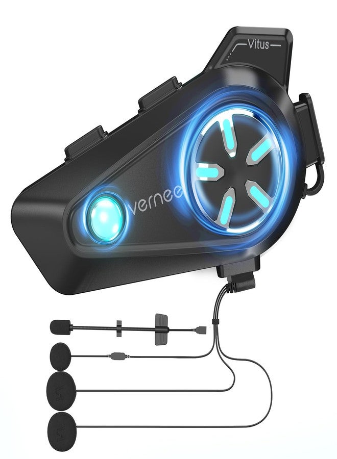 vernee Motorcycle Helmet Bluetooth Headset Speakers, 4 Riders 2Km Intercom, with 2 Type Mics, IP67 Waterproof/Noise Cancellation/Voice Control/Glove Friendly, Compatible with All Helmets, 1Pack - Image 1