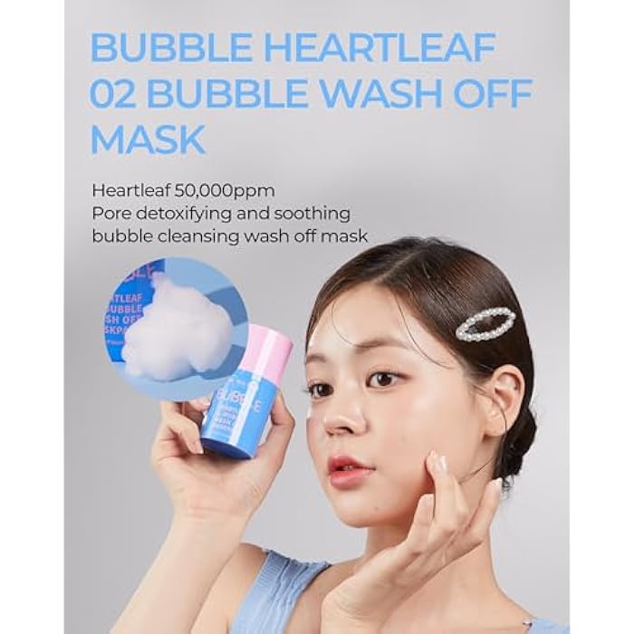 BE THE SKIN قناع غسل الفقاعات BE THE SKIN Heartleaf O2 - Detoxifying لطيف للمسام للتحكم في الزهم مع 50,000 جزء في المليون من مستخلص Heartleaf - مهدئ وإشراقة للعناية بالبشرة الكورية، 1.69 أونصة. - Image 2