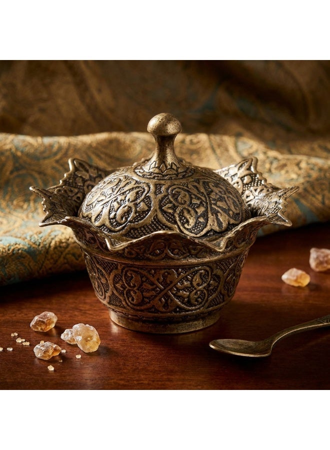 سكرية نحاس بالطراز العثماني مع غطاء - لون برونزي ساحر وتصميم أنيق، صناعة تركية - Image 3