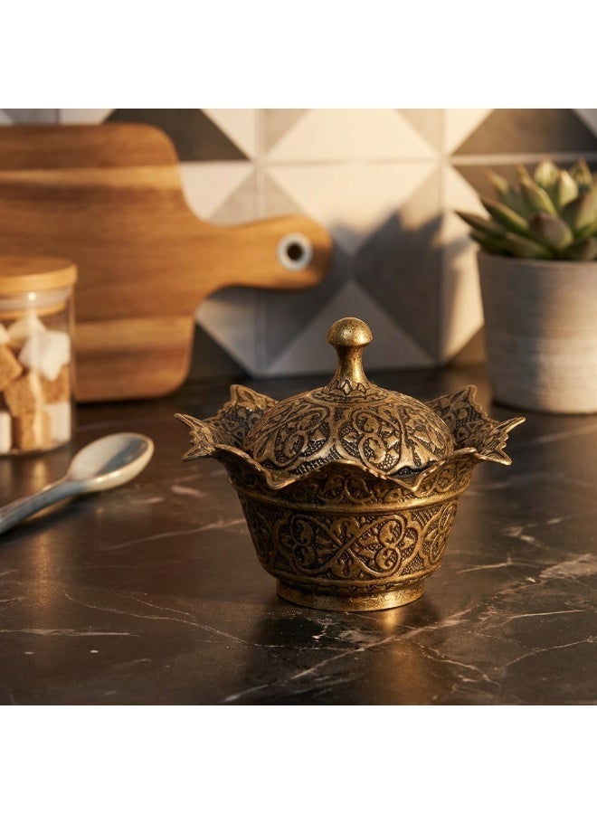 سكرية نحاس بالطراز العثماني مع غطاء - لون برونزي ساحر وتصميم أنيق، صناعة تركية - Image 4