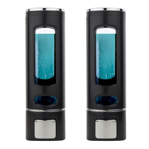 BATH GURU Liquid Sanitizer Shower Gel Dish Wash Soap Dispenser for Bathroom Kitchen Capsule Black 400Ml Pack of (2) (Material: Plastic) - Image 1