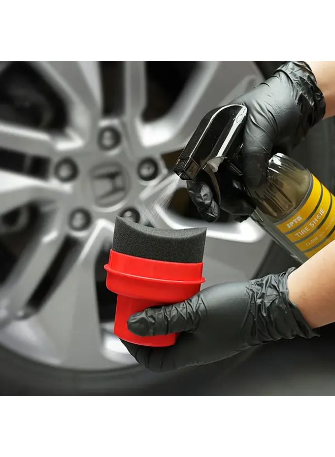 1pc Handheld Car Tire Polishing Wax Sponge with Lid Black Curved Sponge for Tire Detailing Scratch Removal Glossy Finish Ergonomic Grip No Battery Needed Car Detailing Tool Sleek Design Durable Construction - Image 2