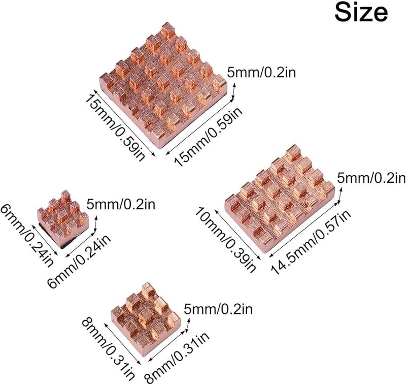مجموعة مشتت حراري من النحاس النقي لراسبيري باي 4B مع وسائد حرارية 20 قطعة بمقاسات متنوعة - Image 3
