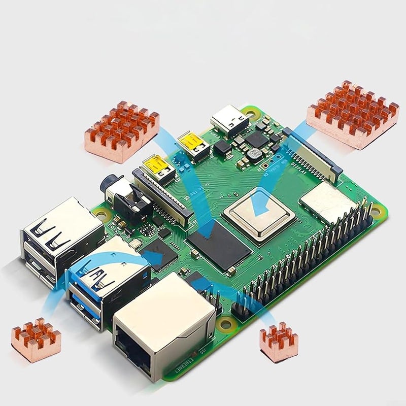 مجموعة مشتت حراري من النحاس النقي لراسبيري باي 4B مع وسائد حرارية 20 قطعة بمقاسات متنوعة - Image 4