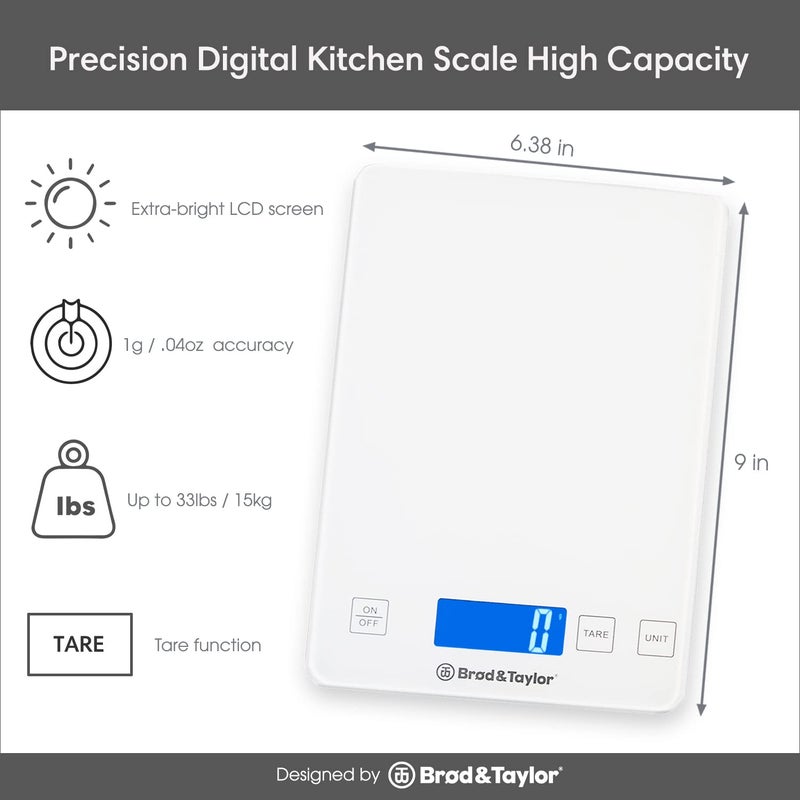 Brod & Taylor High Capacity Baking & Kitchen Scale | (15kg / 33lbs Max) - Image 5